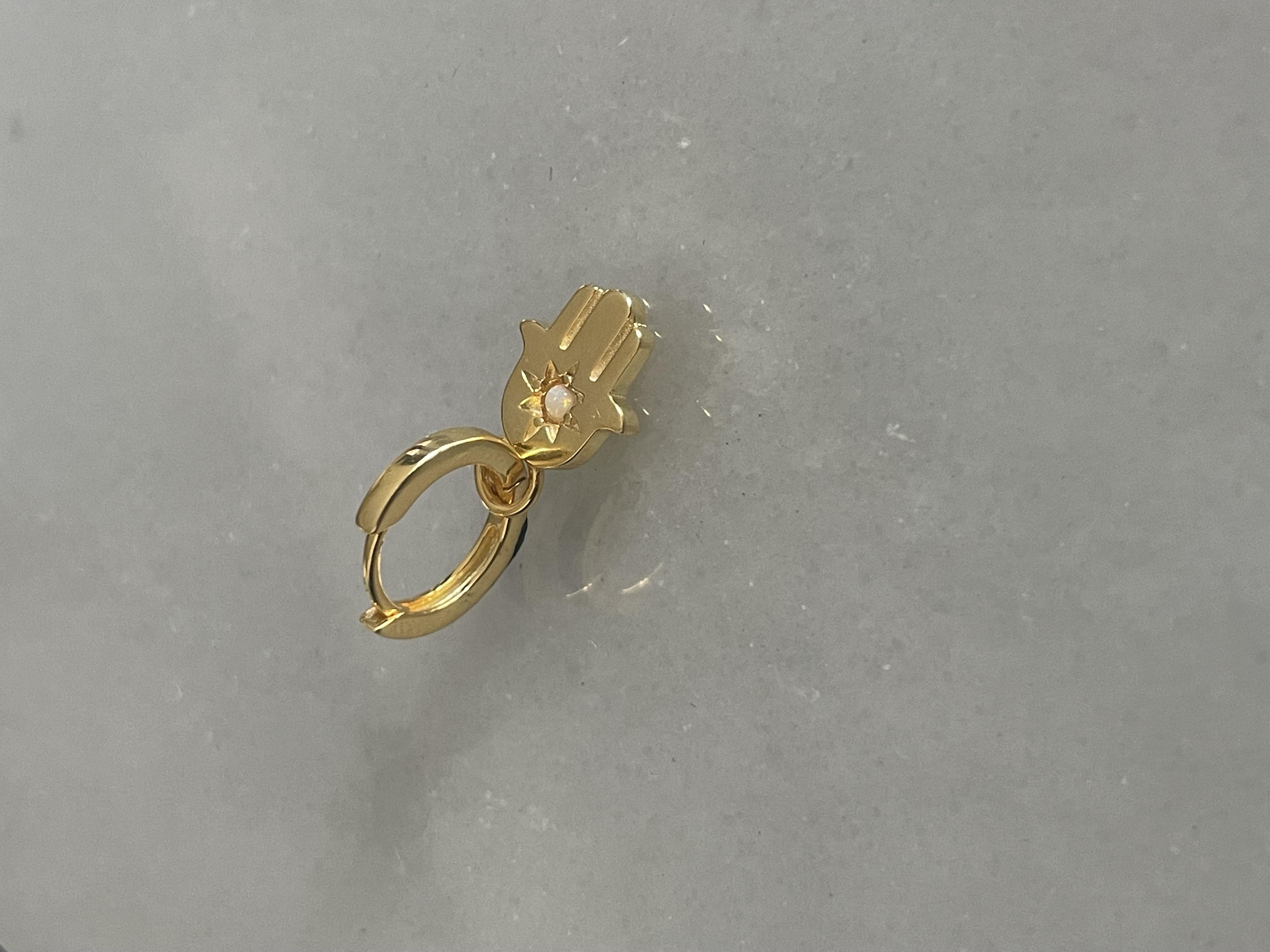 Opal Taşlı El Detaylı Halka Küpe