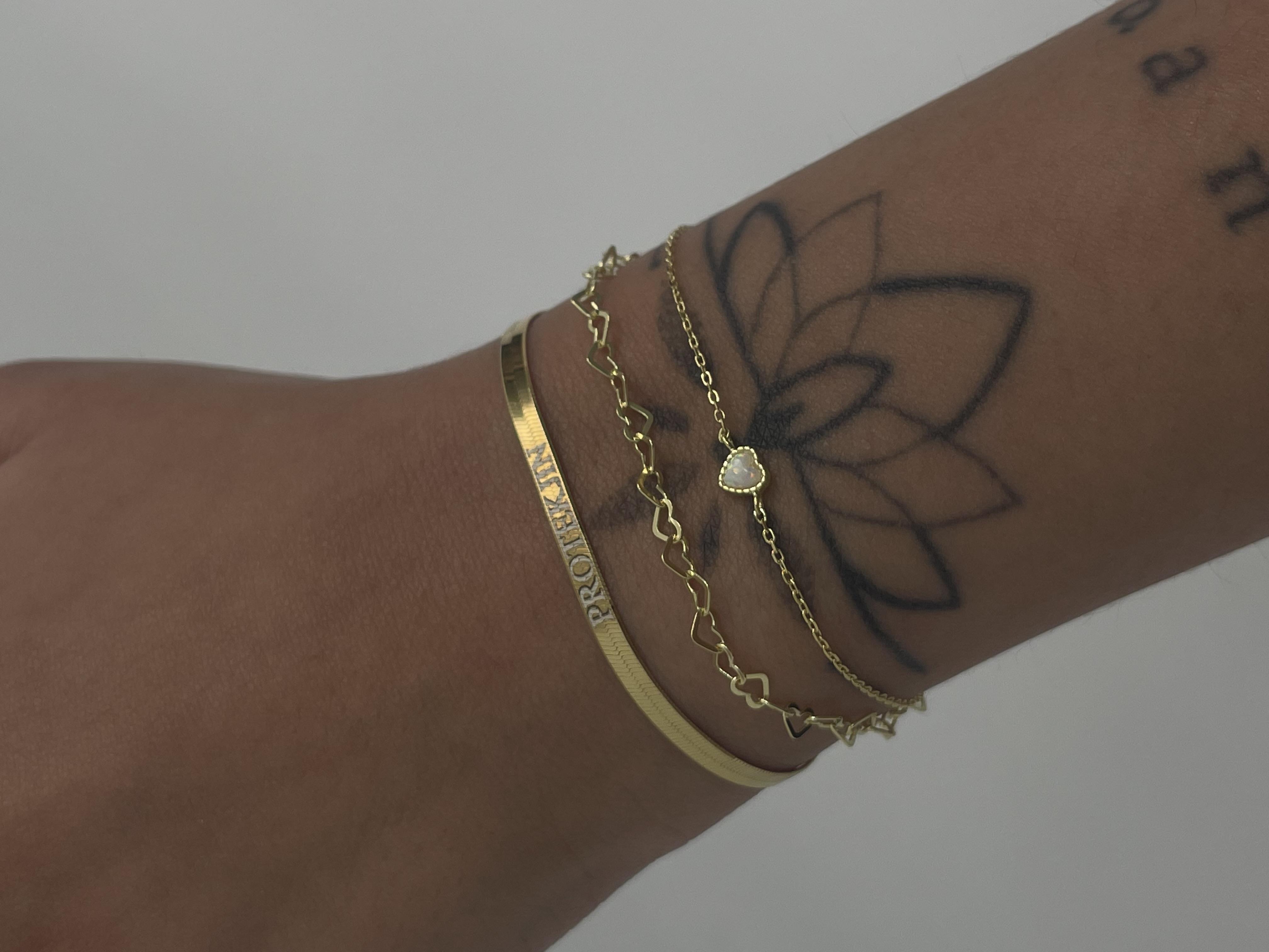 Opal Taşlı Minimal Kalpli Bileklik