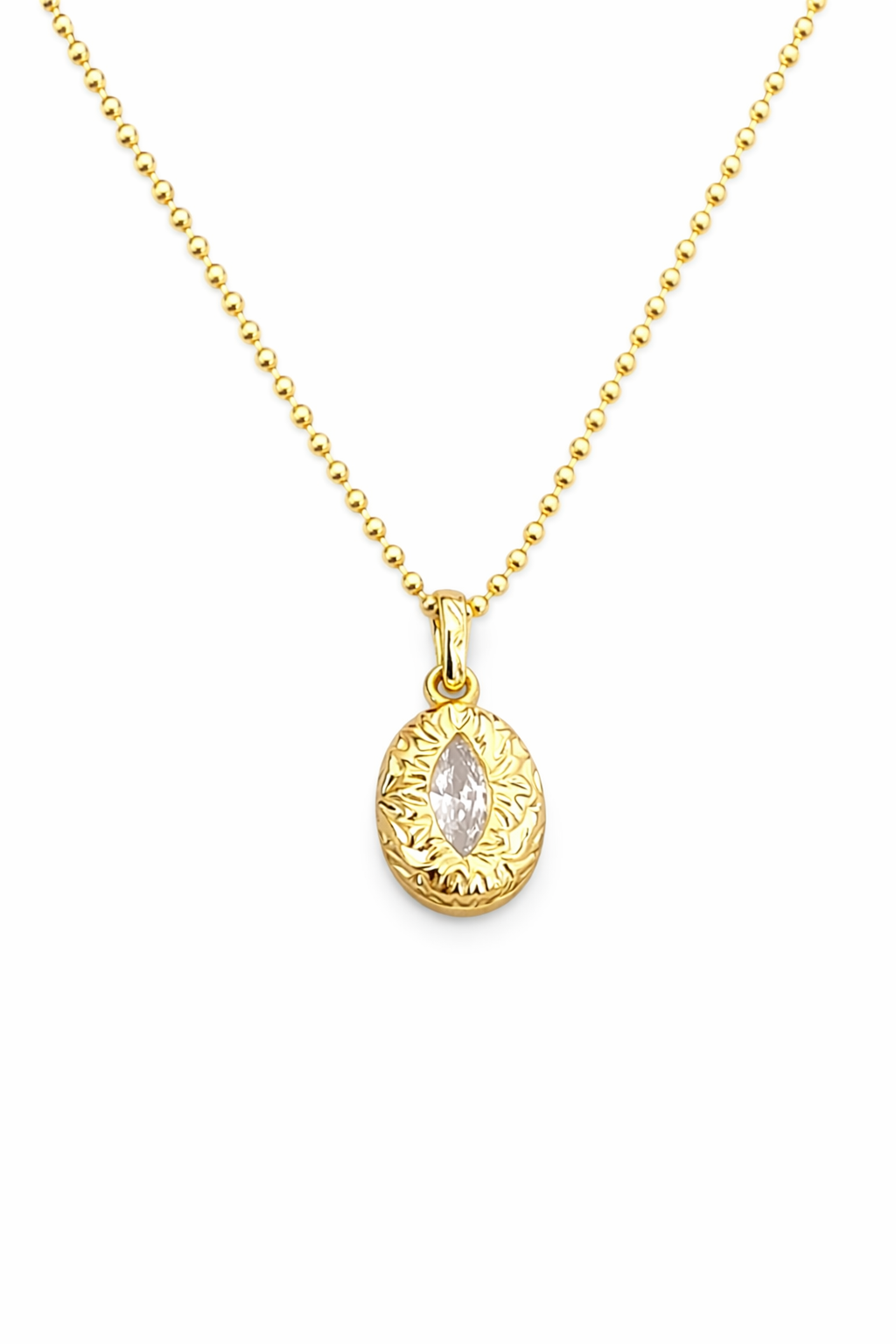 Top Zincirli Taş Detaylı Vintage Kolye