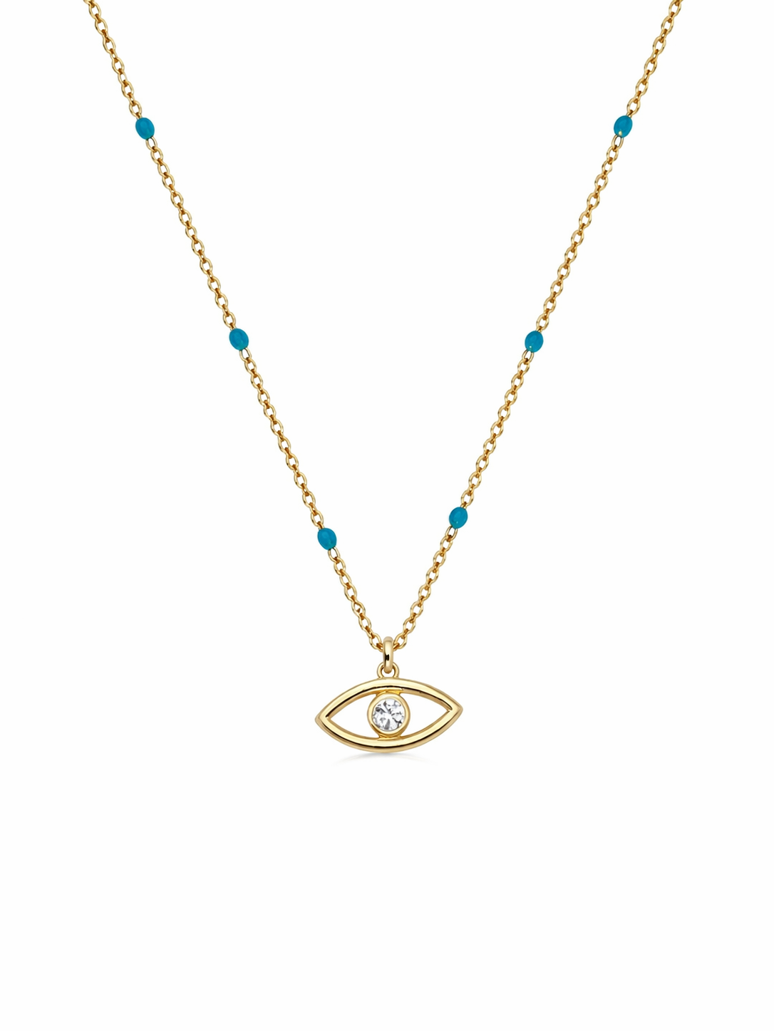 Turkuaz Taşlı Göz Kolye