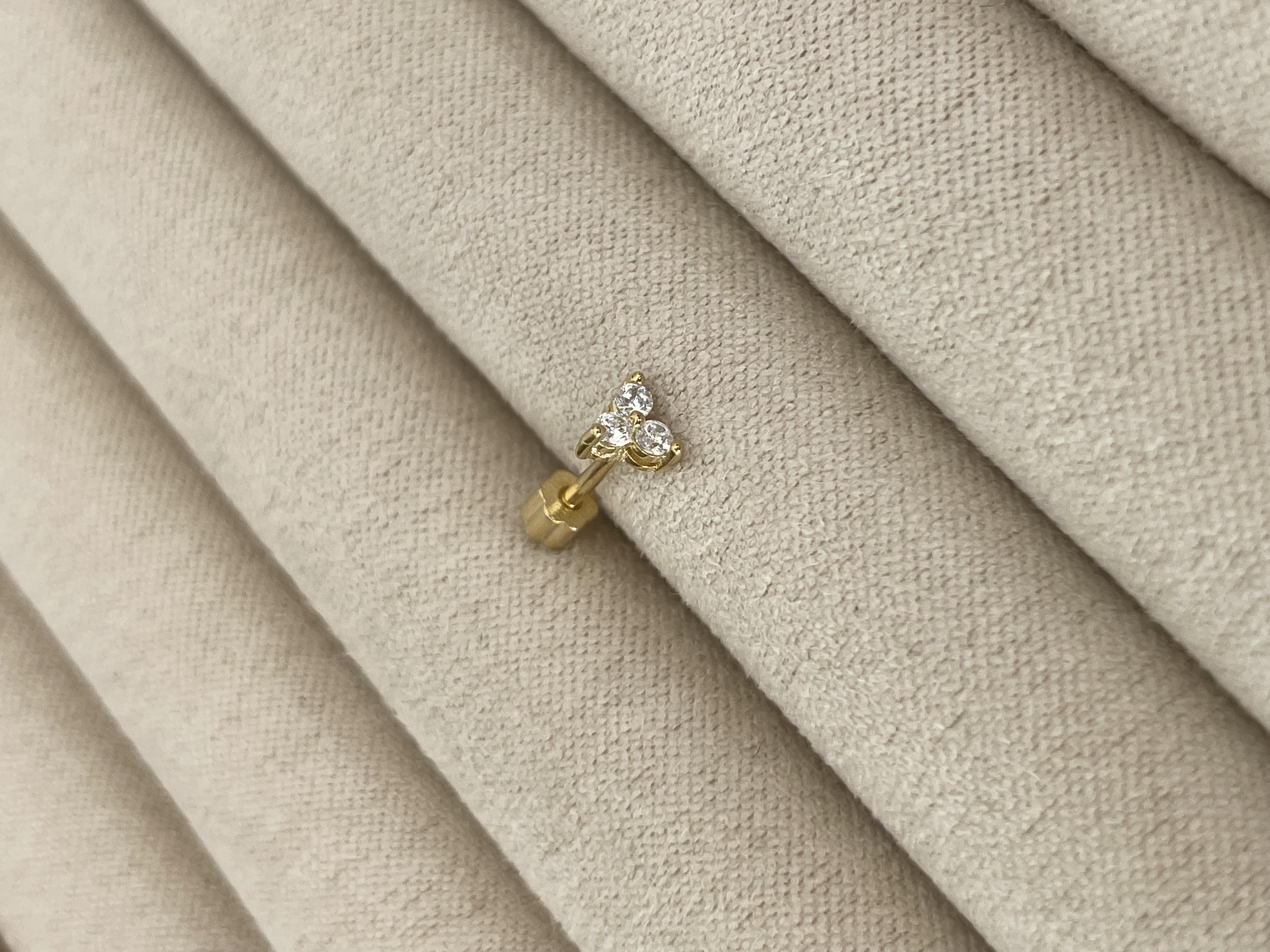 Üç Taşlı Küçük Piercing