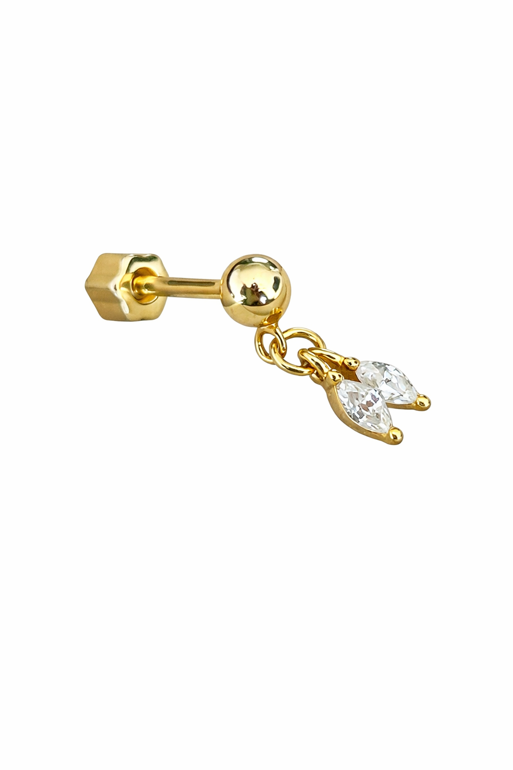 Ucu Markiz Taşlı Sallantılı Top Piercing