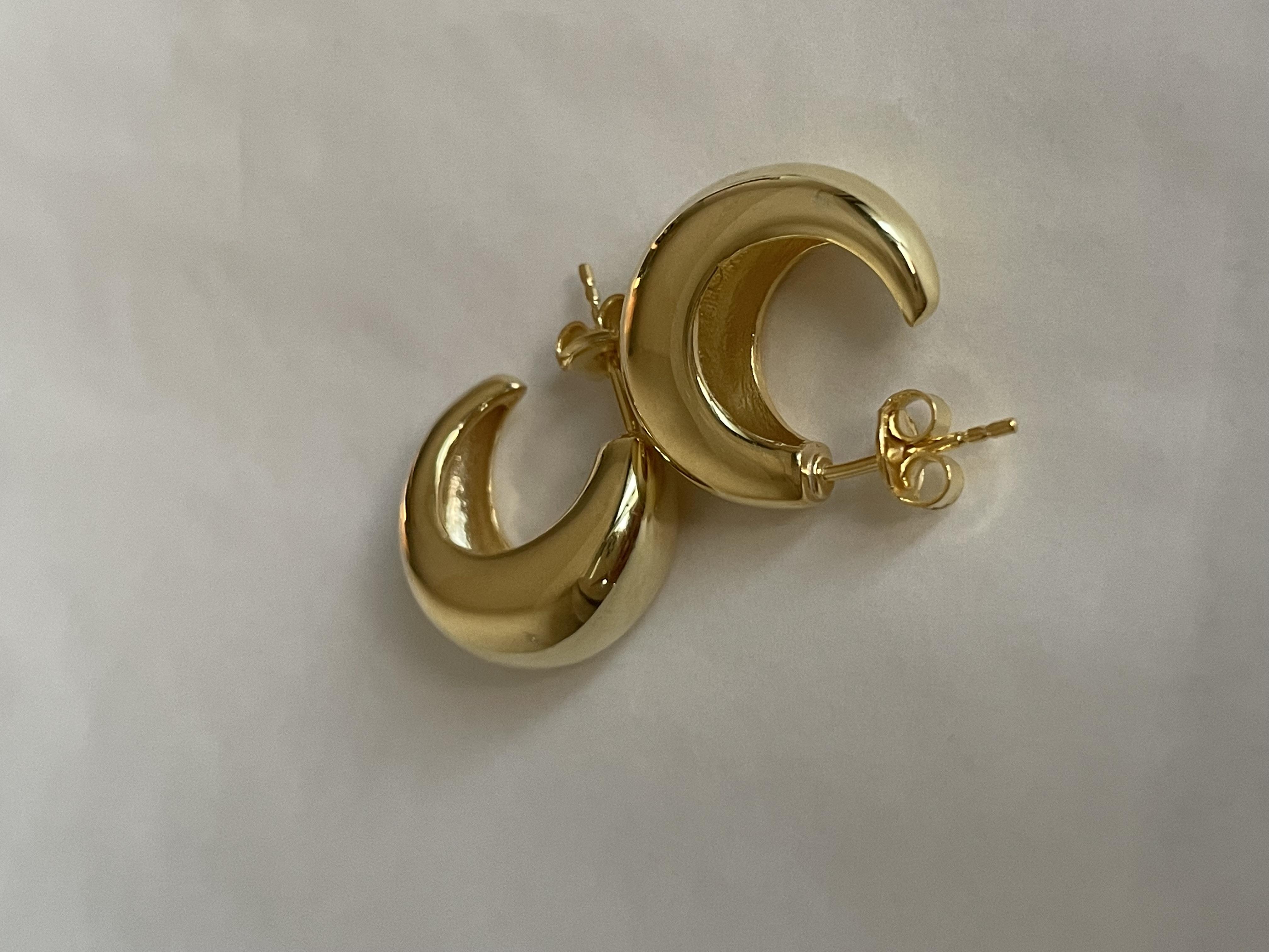 Yarım Ay Desenli Halka Küpe