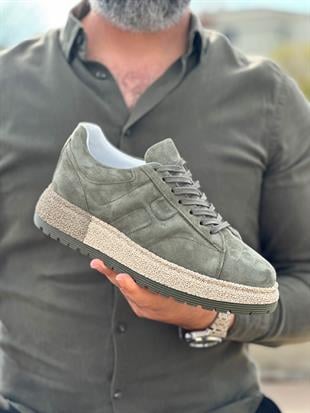 GREEN BATSON 0015 HAKİKİ DERİ ERKEK SNEAKER HAKİ YEŞİL