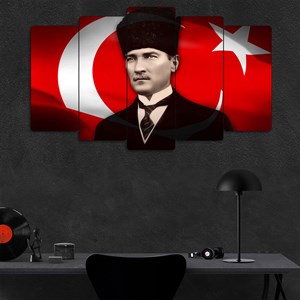 Mustafa Kemal Atatürk - 5 Parçalı Dekoratif Tablo