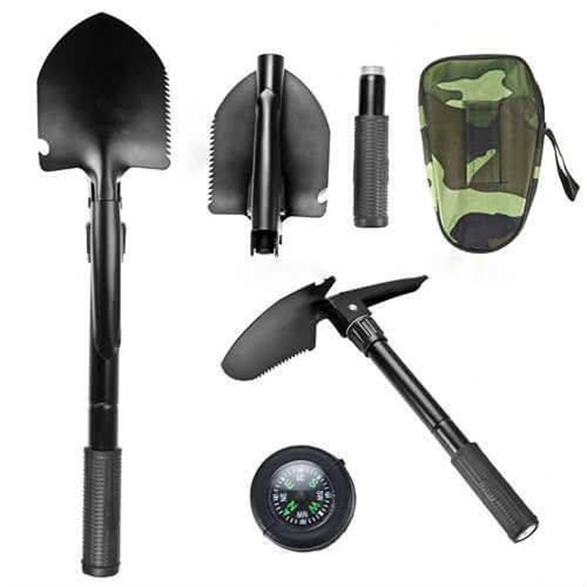 Katlanır Kazma Kürek Pusula Seti