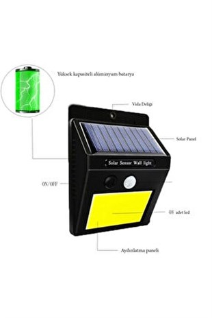 48 Ledli Güneş Enerjiliİ Bahçe Lambası Solar Hareket Sensörlü