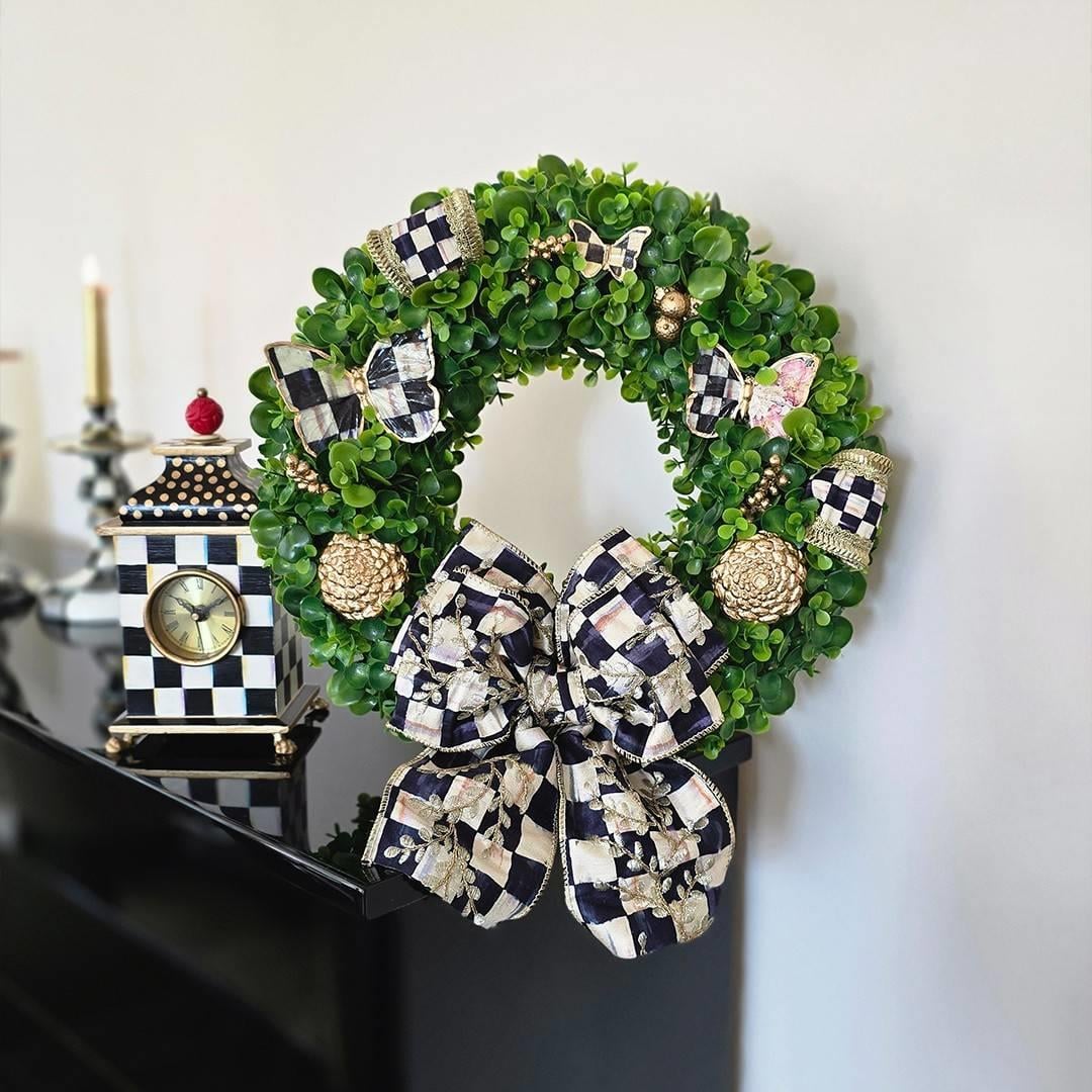 Özel Tasarım Kelebek Objeli Mackenzie-Childs Kurdeleli Kapı Süsü Model 7