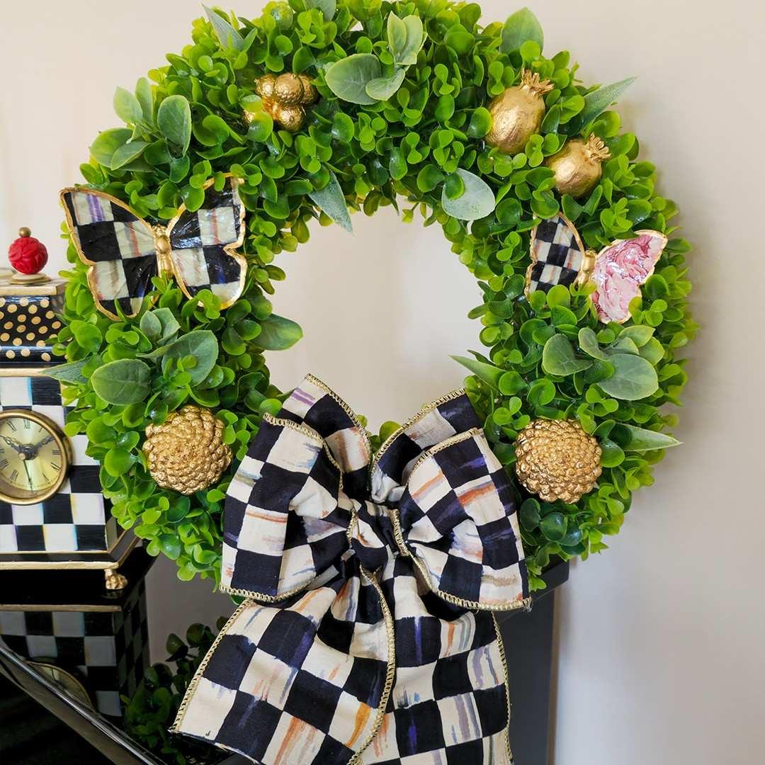 Özel Tasarım Kelebek Objeli Mackenzie-Childs Kurdeleli Kapı Süsü Model 4