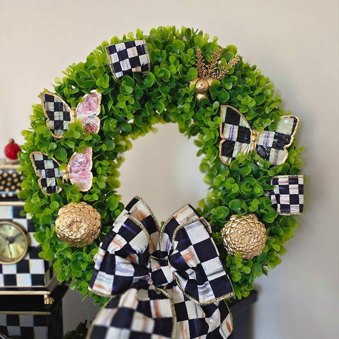 Özel Tasarım Kelebek Objeli Mackenzie-Childs Kurdeleli Kapı Süsü Model 2