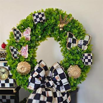 Özel Tasarım Kelebek Objeli Mackenzie-Childs Kurdeleli Kapı Süsü Model 2