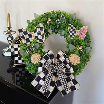 Özel Tasarım Kelebek Objeli Mackenzie-Childs Kurdeleli Kapı Süsü Model 1