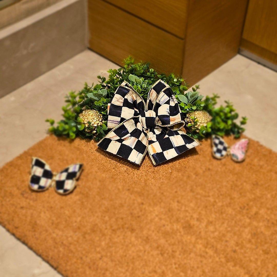 Özel Tasarım Kelebek Objeli Mackenzie-Childs Kurdeleli Paspas Büyük Boy Model 1