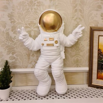 Astronot Biblo Heykel Beyaz Gold