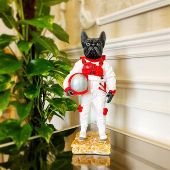 Astronot Köpek Heykeli Beyaz