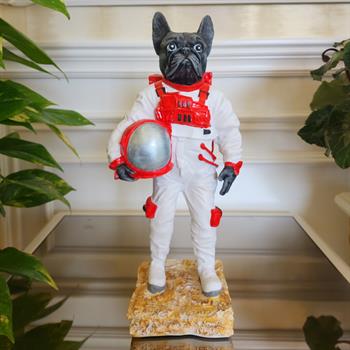 Astronot Köpek Heykeli Beyaz