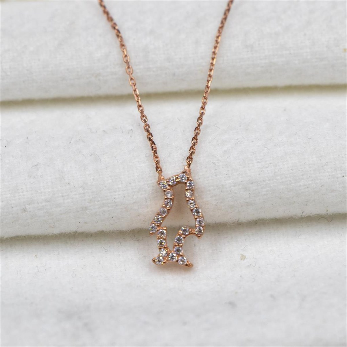 925 Ayar Gümüş Rose Gold Zirkon Taşlı Kadın Kolye Enderşah
