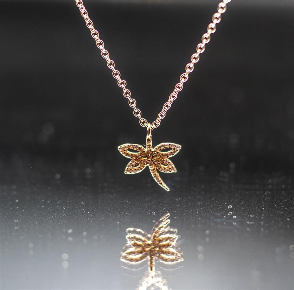 925 Ayar Gümüş Rose Gold Zirkon Yusufcuk Model Kadın Kolye Enderşah
