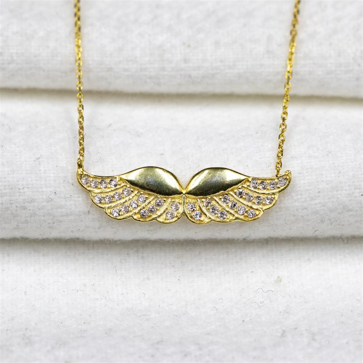 925 Ayar Gümüş Zirkon Taşlı Rose Gold Melek Kanadı Kadın Kolye Enderşah
