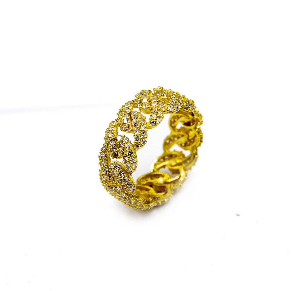 Zirkon Taşlı Gold Renk Gurmet Kadın Yüzük 925 Ayar Gümüş Enderşah