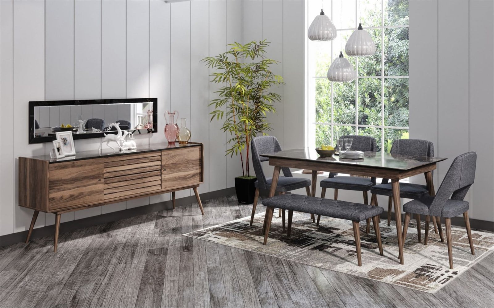 modern yemek odası takımlarıSETAŞSETAŞCorsa Ceviz Yemek Odası Takımı