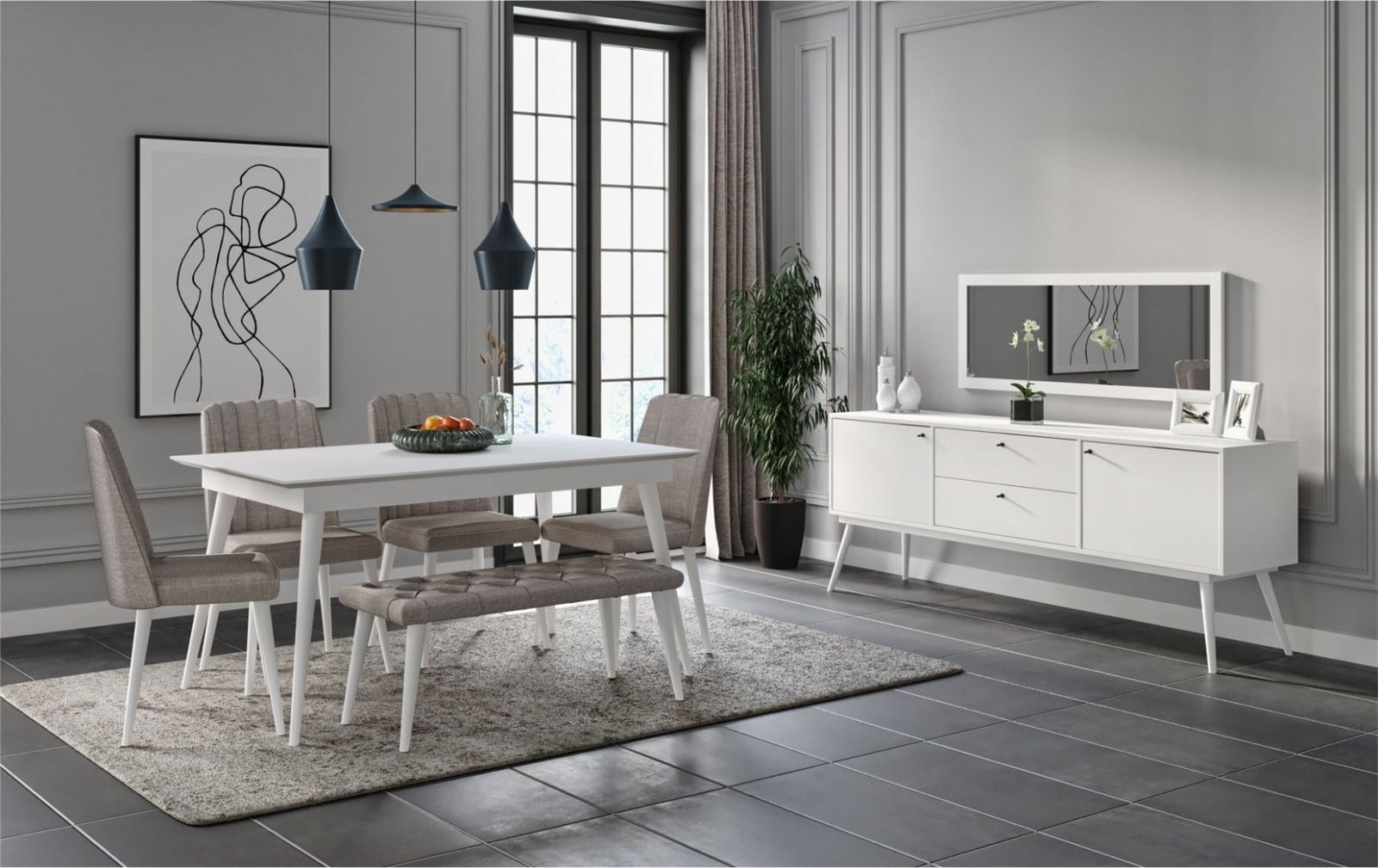 modern yemek odası takımlarıSETAŞSETAŞFlexiroom Beyaz Yemek Odası Takımı