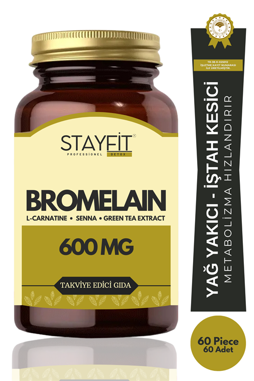 Bromelain 600 Mg 2400 Gdu L-Carnitine Takviye Edici Gıda 60 Kapsül