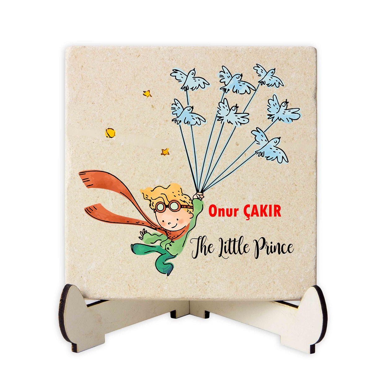  Kişiye Özel Masaüstü İsimlik Kare Taş - The Little Prince