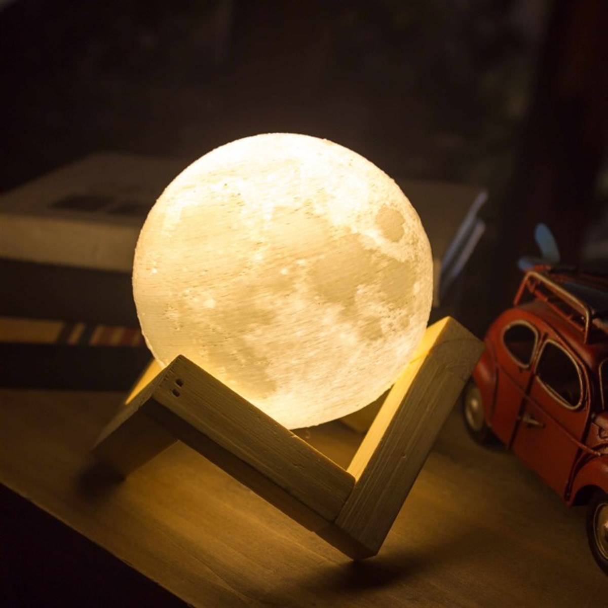 3 Boyutlu Tasarımlı Ay Gece Lambası 3d Moon Light Büyük Boy