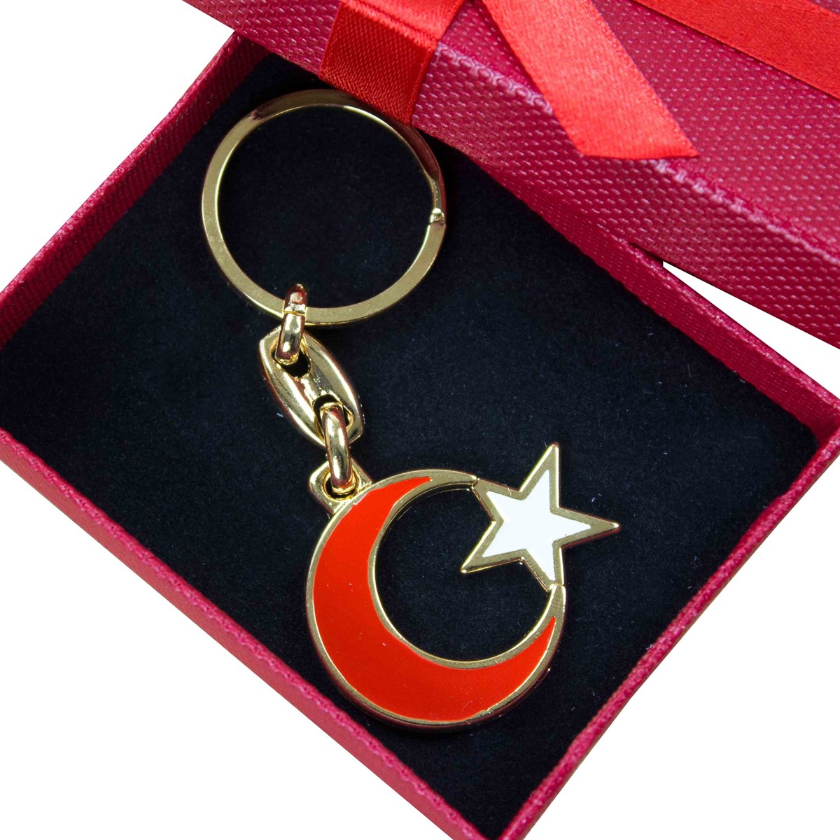 Ay Yıldız Tasarımlı Metal Anahtarlık 