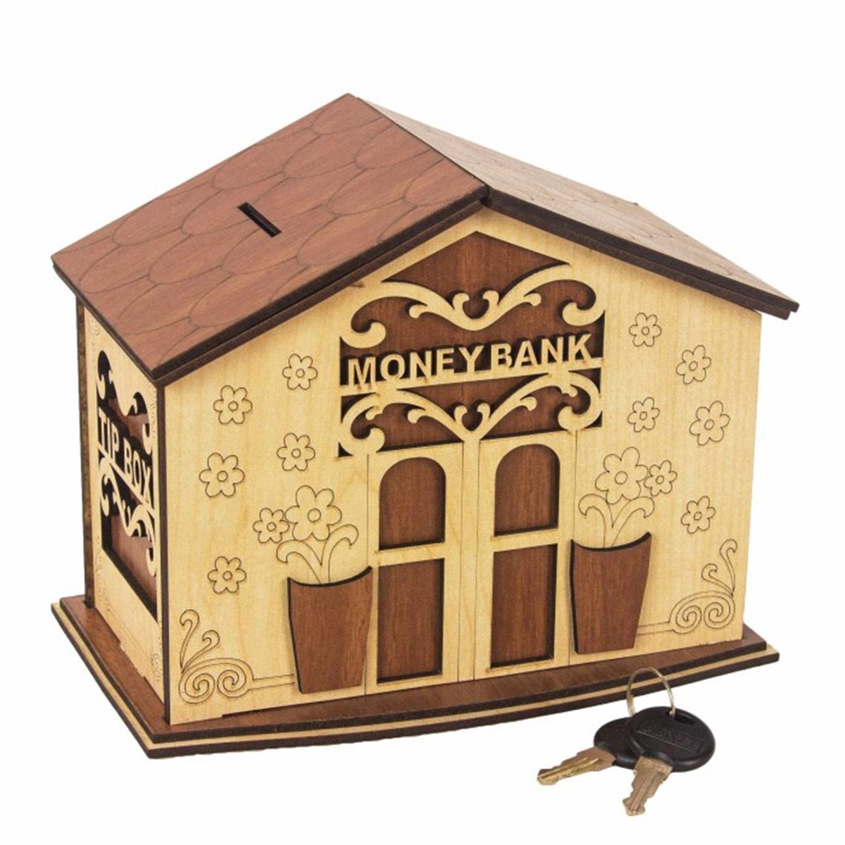 Ev Tasarımlı Ahşap Kumbara ( Tip Box )