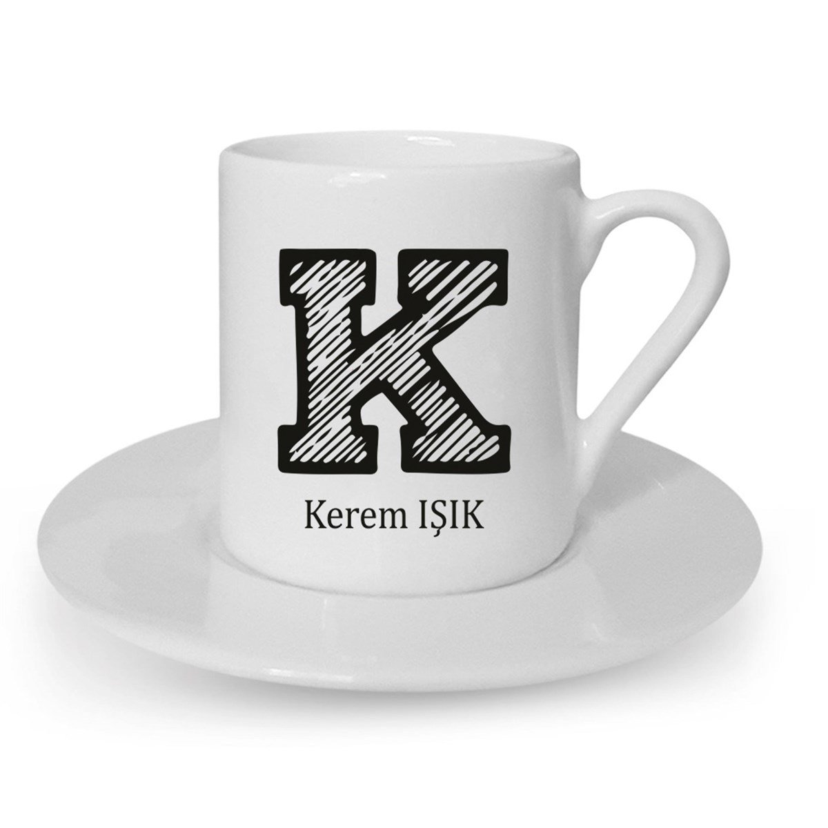 İsme Özel  Fincan Seti-Çizgili Harf