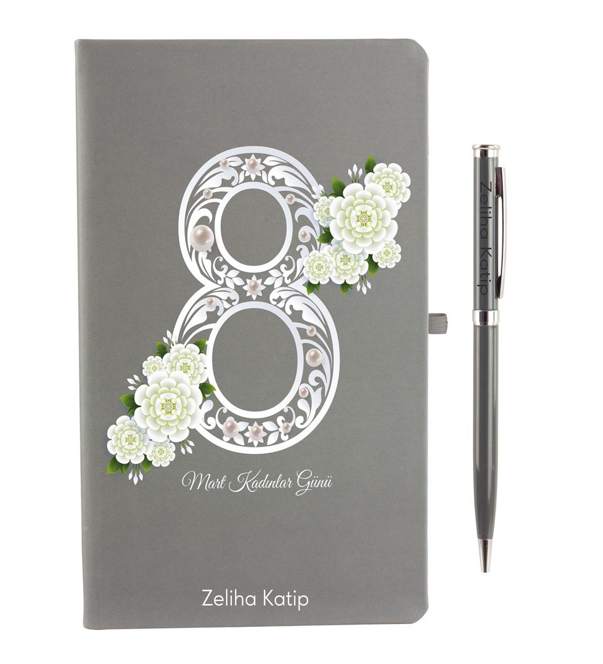 İsme Özel Defter Kalem Seti - 8 Mart İnci Temalı