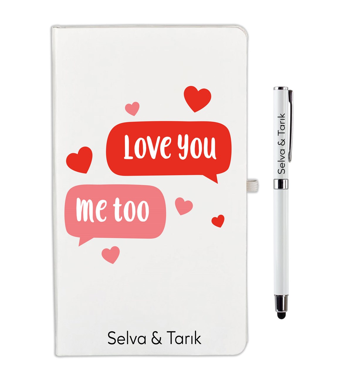 İsme Özel Defter Kalem Seti Beyaz - Me Too Temalı