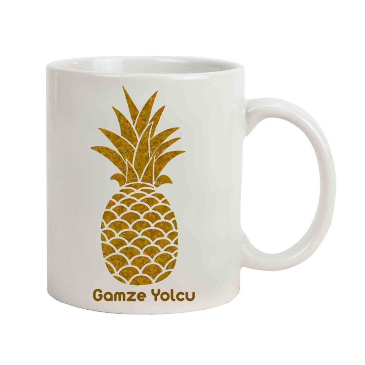 İsme Özel Gold Ananas Temalı Kupa Bardak