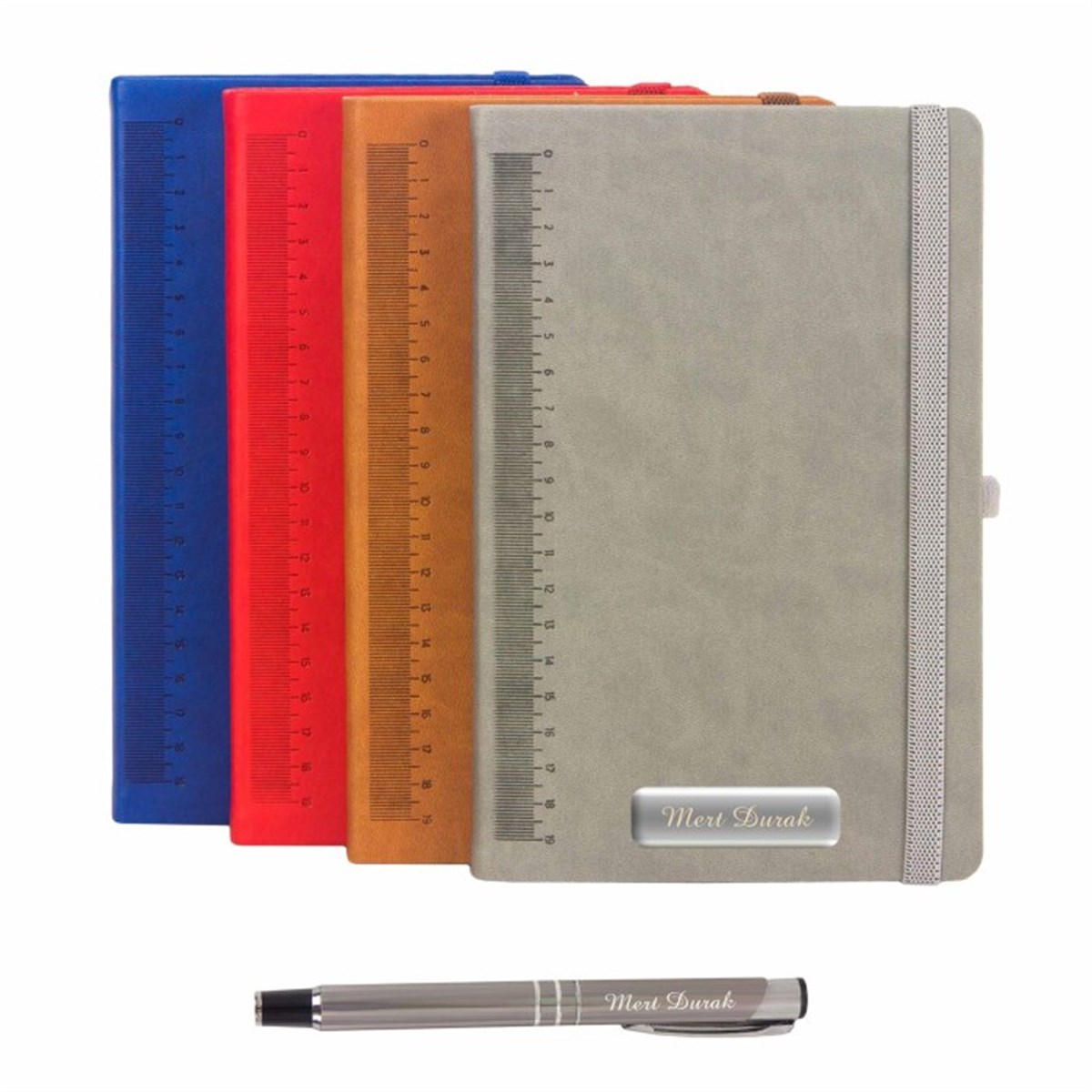 İsme Özel Lastikli Cetvelli Defter ve Kalem Seti