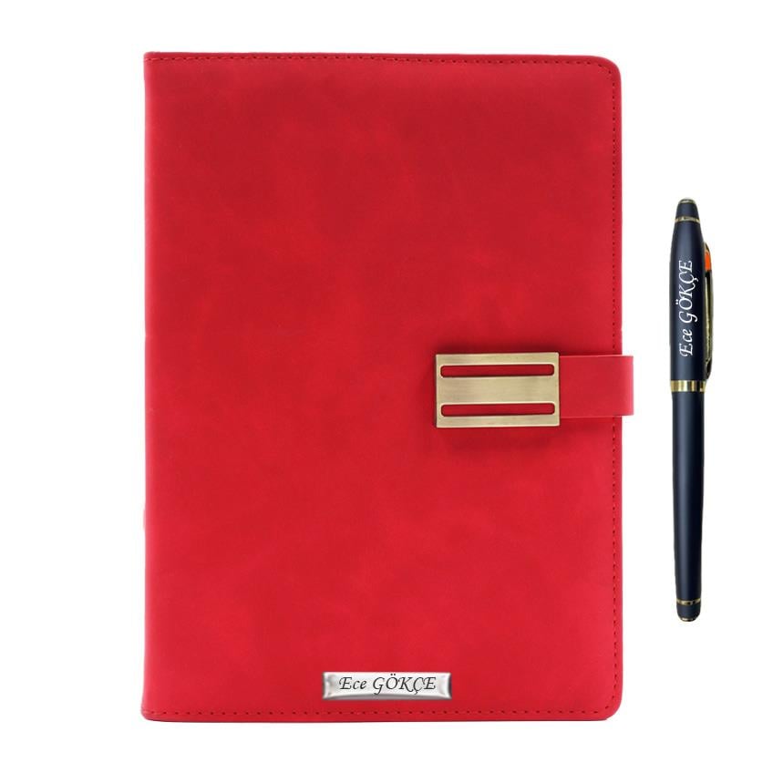 İsme Özel Metal Klipsli Premium Defter ve Roller Kalem Seti - Renk Seçenekli