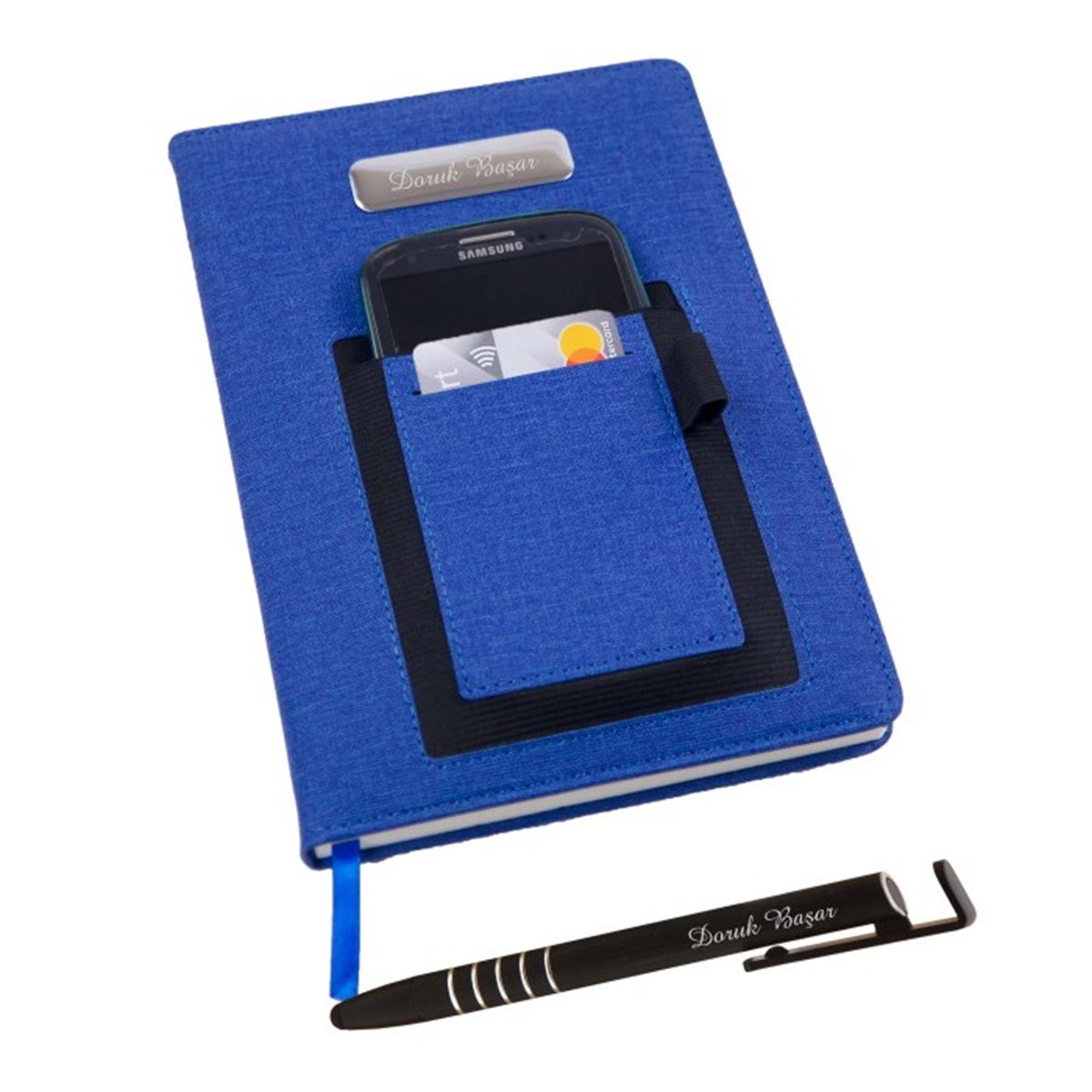 İsme Özel Premium Defter ve Kalem Seti Mavi