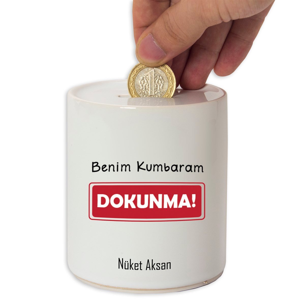 İsme Özel Seramik Kumbara - Benim Kumbaram Dokunma