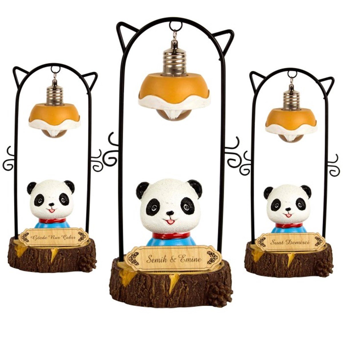 İsme Özel Sevimli Panda Temalı Işıklı Biblo