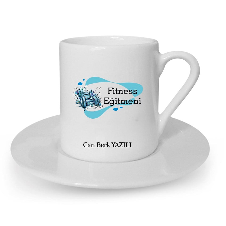 İsme Özel Türk Kahvesi Fincanı Seti - Fitness Eğitmeni M2
