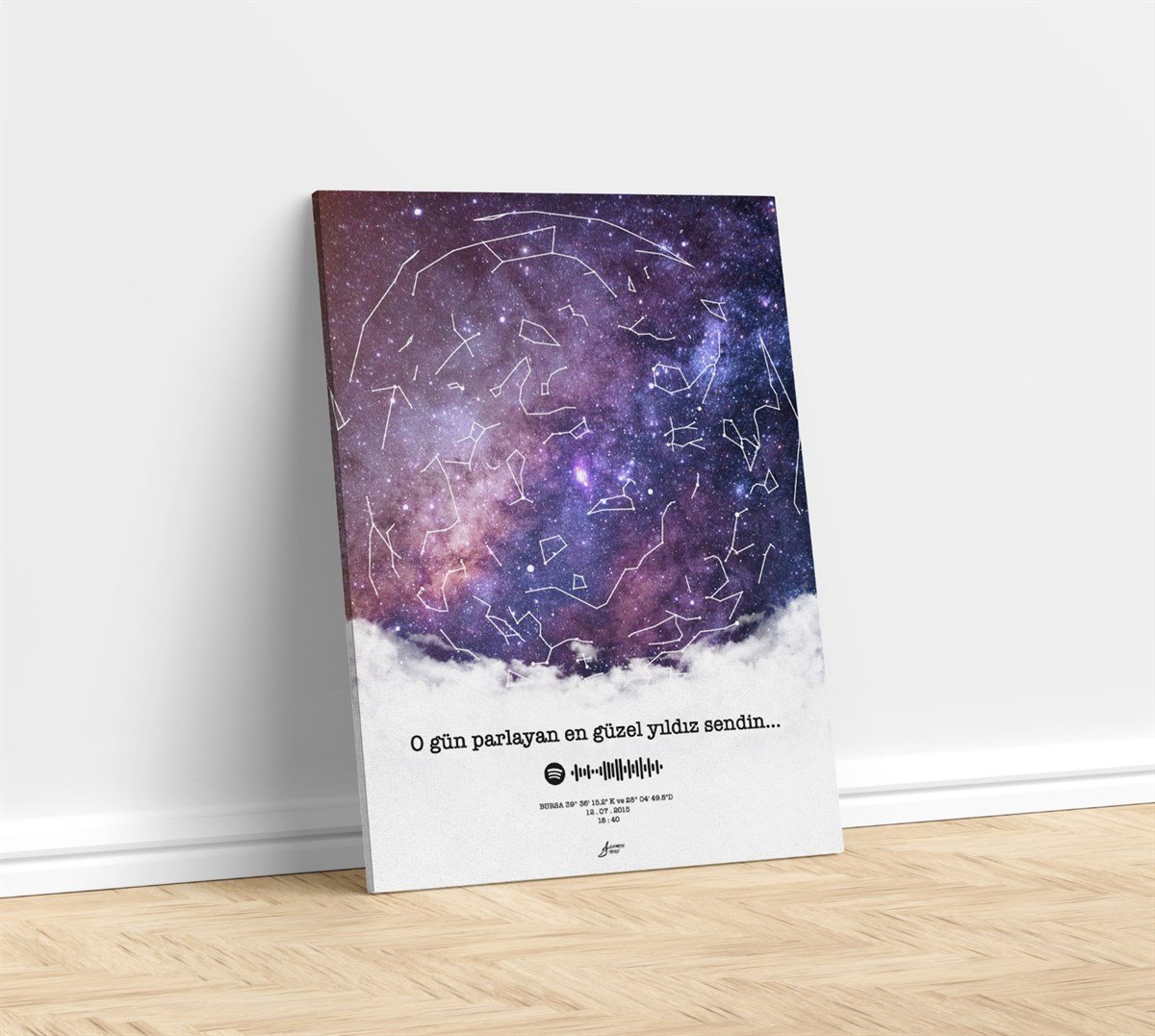 Kişiye Özel Yıldız Haritası Kanvas Tablo-Andromeda