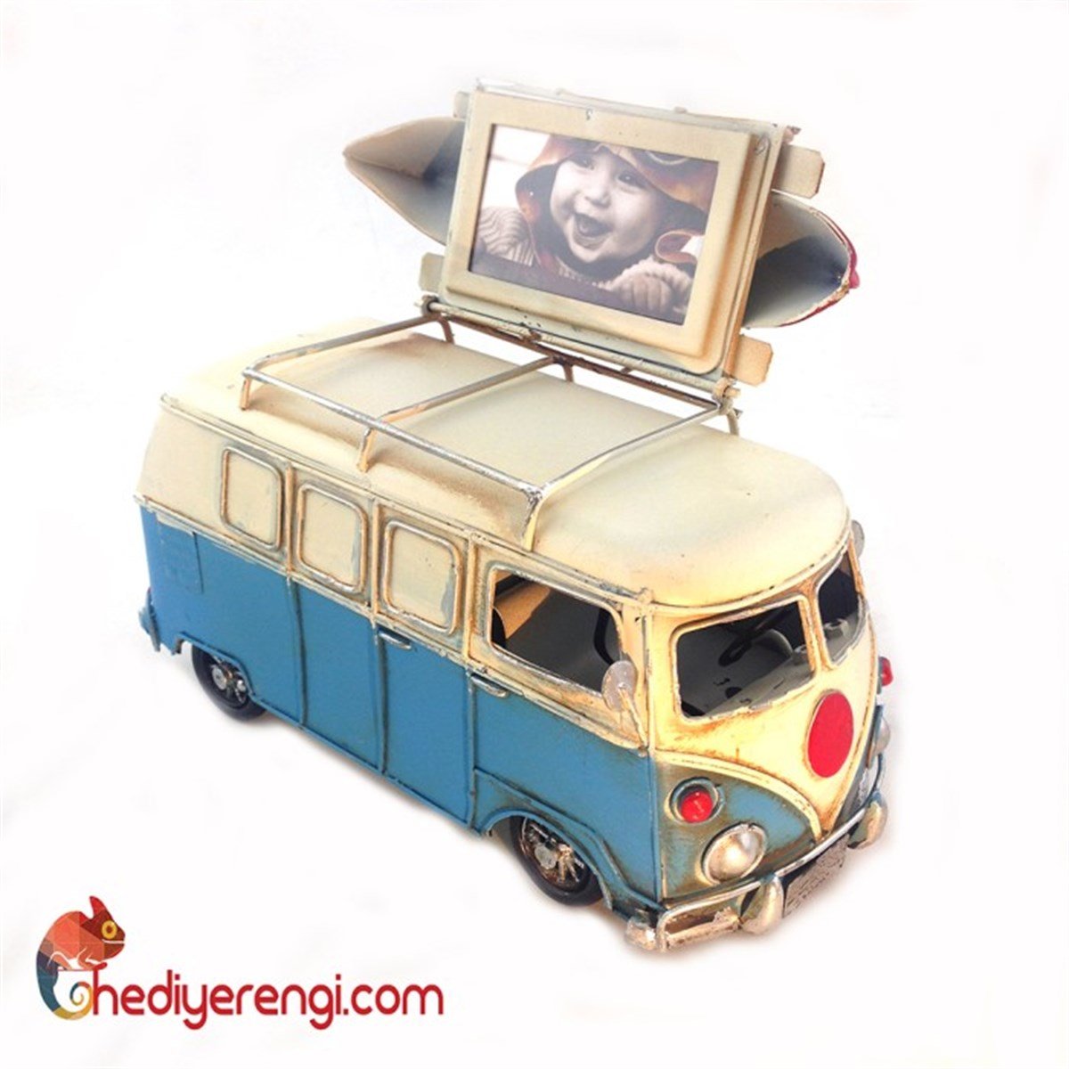 Nostaljik Metal Vosvos Minibüs Mavi Kayıklı Orta Boy
