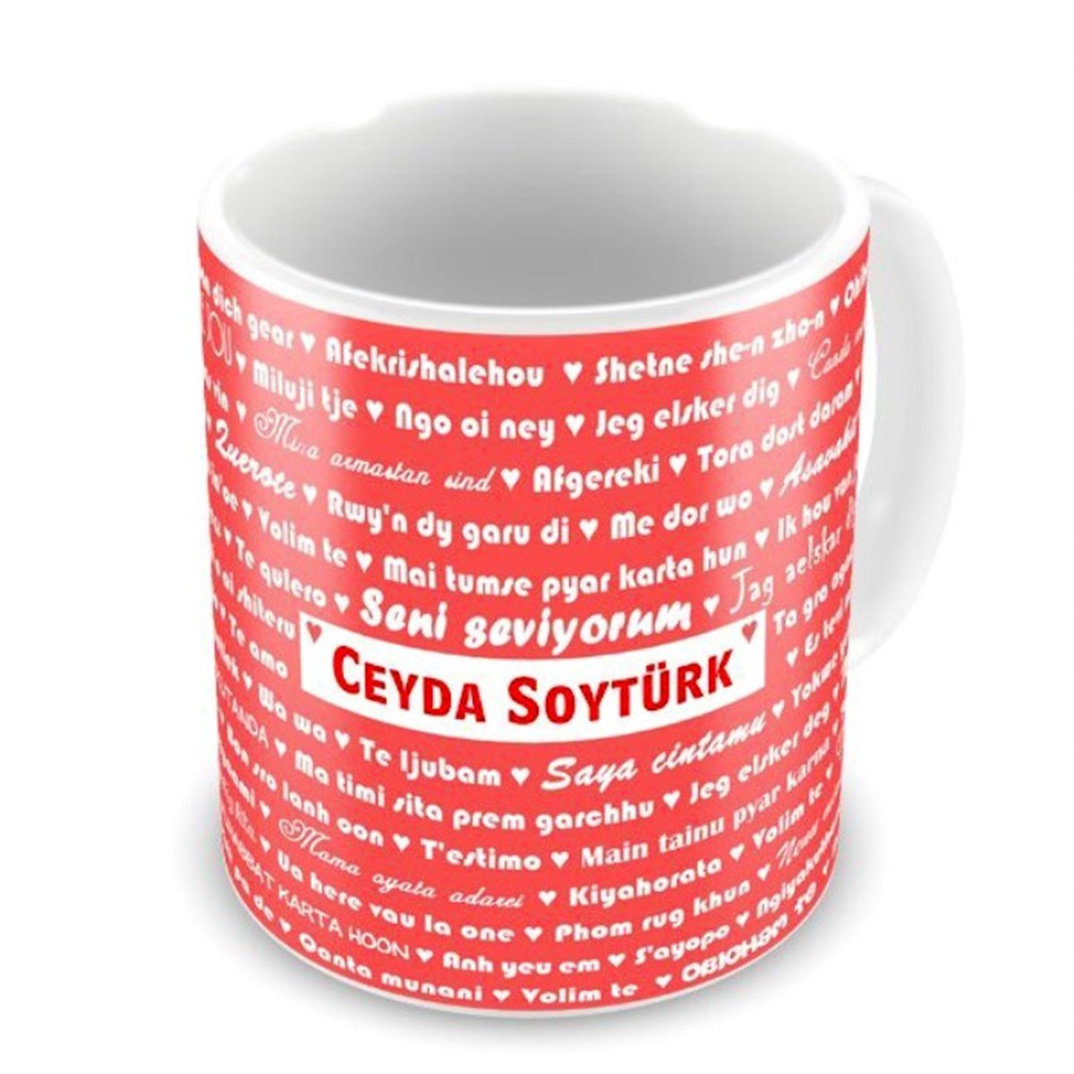 Sevgiliye Hediye Kişiye Özel 100 Dilde Seni Seviyorum Kupa Bardak