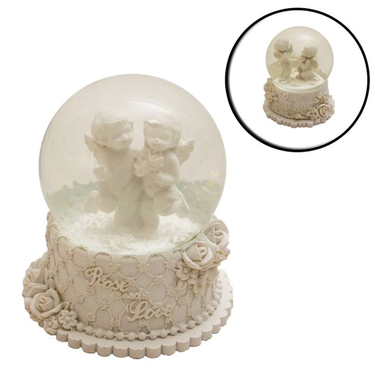 Sevimli Melekler Temalı Işıklı Kar Küresi Küçük Boy