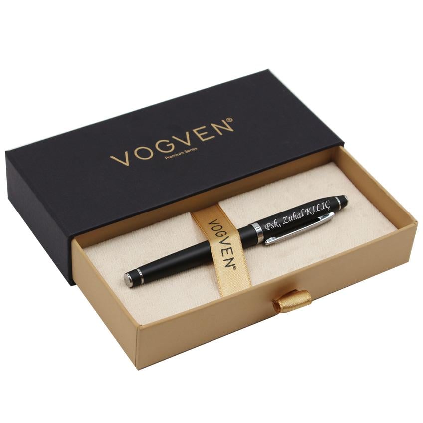 Vogven Marka İsme Özel Gümüş Detaylı Premium Roller Kalem
