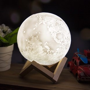 3 Boyutlu Tasarımlı Ay Gece Lambası 3d Moon Light Kuamndalı Büyük Boy