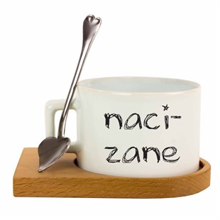Ahşap Tepsili Kahve Çay Fincanı Seti - Nacizane