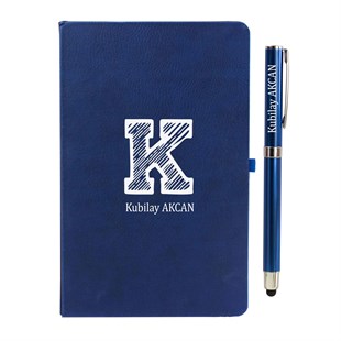 İsme Özel Büyük Harf Temalı Defter Kalem Seti Lacivert