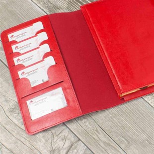 İsme Özel Çantalı Organizerli Premium Defter ve Kalem Seti Kırmızı